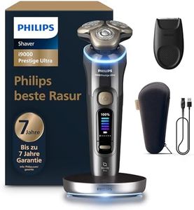 Philips Rasierer i9000 Prestige Ultra, Nass- und Trockenrasierer für Männer, dunkelgrau, Druck- und Bewegungssensor, Trimmeraufsatz, Ladestation und Reiseetui (Modell XP9402/11)