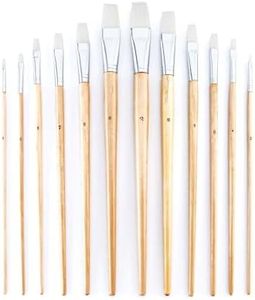 Royal and Langnickel Flat Long Handle Taklon Variety Brush Set - White (Pack of 12)