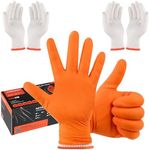 ANBOSON BBQ Gloves for Grilling Disposable Heat Resistant - 100 Nitrile Gloves + 4 Reusable Cotton Liners for Cooking Smoker -Orange XLarge