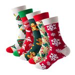 Christmas Socks Ladies Fun Festive Crew Casual Socks Unisex Cotton Warm Funny Holiday Adult Novelty Sock