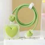 Meyaar 5 in 1 Cable Protector for iPhone 18W/20W USB-C Charger with 3D Heart Wave Design,Clear Soft Phone Charging Protective Case Data Line Cover Cute Cable Saver for iPhone (Green)