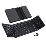 Mcbazel PU Leather Foldable Wireless Keyboard with Number Touchpad and 2.4G Receiver for Tablet/Mobile Phone/PC-Black