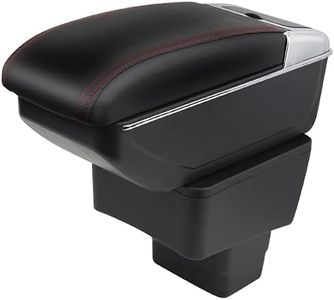 Car Armrest for CX3 CX-3 2014-2019 Double Layer Console Center Large Storage Box Black with Red Stitching