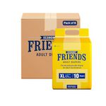 Friends Economy Adult Diaper XL Size Tape | 60 Count (Extra Large) | Waist 35.43 – 65.35 inch | Unisex | Leakproof | Long Protection hours |Wetness Indicator | Odour Lock & Anti-Bacterial Absorbent Core