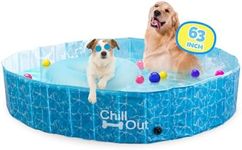 All For Paws Outdoor Bathing Dog Pool Portable Foldable Pet Bath Tub Blue Pet Swimming Pool Water Pond L (160 x 30CM), without Balls