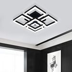 Garwarm Modern LED Ceiling Light, Black Flush Mount Light Fixtures,64W Ceiling Lamp for Living Room Bedroom Dining Room, 5 Square Metal Acrylic Surface Mount Chandelier Cool White 6000K