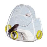 Ferplast Modular Hamster Gym Add-on Unit, Includes Exercise Wheel & 3 Connecting Ports, 12.7L x 9.06W x 10.4H Inches, Clear