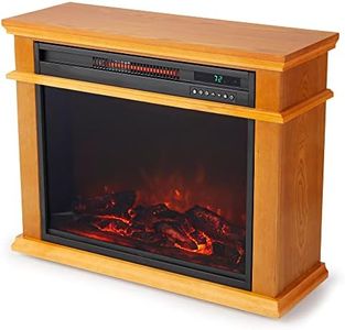 LifeSmart 1500 Watt Portable Electric Infrared Quartz Fireplace Heater for Indoor Use with 3 Heating Elements and Remote Control, Brown
