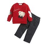 Hopscotch Boys Animal Print Top Pant Set In Red Color for Ages 2-3 Years