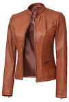 Brown Leather Jacket For Women - Motorcycle Jacket Women | [1300172] N-185 Brown, S