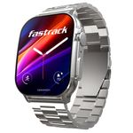 Fastrack Astor FS2 Pro 1.96" Super AMOLED Smart Watch, Metal Body with 1000 Nits Brightness, SpO2, BP & Sleep Monitor, BT Calling, 100+ Sports Modes – Smartwatch for Men & Women (Silver)
