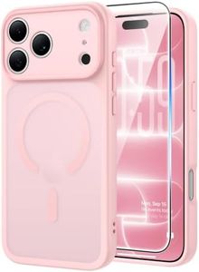 FNTCASE for iPhone 17 Pro Case: Translucent Pink Slim Cases Compatible with MagSafe, Full Camera Protection & Tempered Glass Protector, 14FT Military Grade Drop Tested, Matte Skin-Friendly Cover