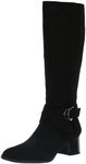 Anne Klein Women's Maia Fashion Boot, Black Suede, 6.5