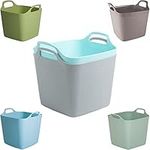 Q&H 8L/15L/25L/40L Flexi Tubs Square Laundry Storage Bucket - Recycled Plastic Tub Strong Flexible Handles - Heavy Duty Tubtrugs Large Capacity Buckets - Multi-purpose Sturdy Garden Container (40Ltr)