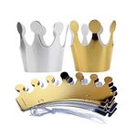 20 Pcs Birthday Party Hats, Crown Paper Cap for Kids Adult Birthday Party Festivals Photo Prop Decorations (10pcs gold +10pcs silver)