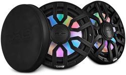DS18 NXL-IQ8/BK 8" 2-Way Coaxial Marine Speaker with Digital Led Lights and Bullet Tweeter 175 Watts 4-Ohm, Water Resistant IP65, Silicone Cover Included, Pair