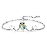 KINGWHYTE Owl Bracelet 925 Sterling Silver Animal Bracelet Owl Jewelry Gifts for Women Mum Girls Daughter