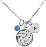 Volleyball Necklace with Initial Pe