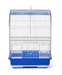 Prevue Pet Products Flat Top Economy Parakeet and Small Bird Travel Cage with White Wire, Blue Plastic Base with Removable Tray