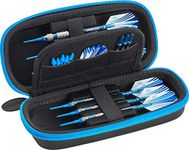 Casemaster Sentry 6 Dart Case Slim, Holds Extra Accessories, Tips, Shafts and Flights, Compatible with Steel Tip and Soft Tip Darts, Impact & Water Resistant TacTech Shell, Blue Zipper