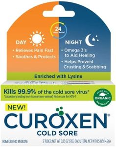 CUROXEN Cold Sore Day & Night Relief Combo Pack, Cold Sore Ointment Day and Night Use, All Day Cold Sore Relief with All-Natural & Organic Ingredients, Enriched with Lysine - 2 Tubes, 0.25 oz Each