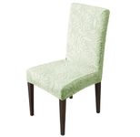 House of Quirk Stretchy Universal Camellia Jacquard Waterproof Chair Cover Removable & Washable Short Dining Chair Cover Protector Seat Slipcover (Green,Pack of 1)