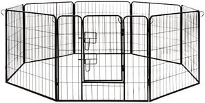 ALEKO Dog Kennel Pet Playpen | Heavy Duty Exercise Cage Fence | 8 Panel | 32 x 32 Inches | Black | DK32X32