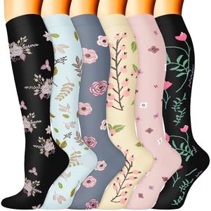 Compression Socks for Women & Men 6 Pairs is Best Supportive Knee High Stockings for Circulation, Travel, Nurses