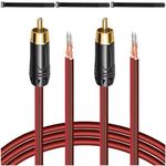 MKBKLLJY 2Pcs RCA to Bare Wire Speaker Cable 1FT 16AWG Positive Red Wire Marking Pure Copper Shell Gold Plated Plug Corrosion Resistance with Cable Ties for Direct Connect Speakers and DIY Plugs