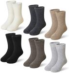 Eyean Kids Merino Wool Socks Boys Girls Thermal Winter Hiking Warm Thick Boot Cozy Toddler Crew Socks 6 Pairs (1-3 Years, Solid Color)