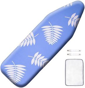 SheeChung Ironing Board Cover and Pad for Extra Wide 18 x 49 Boards,Premium Heavy Duty 3-Layer Silicone Coated with 2mm Foam 4mm Felt,Resists Scorching Staining(49”x18”,Size C) Blue and White