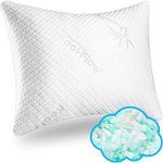 Hypoallergenic Pillow - Adjustable Thickness Bamboo Shredded Memory Foam Pillow - Kool-Flow Micro-Vented Bamboo Cover, Dust Mite Resistant & Machine Washable - Premium Quality - Made in USA - Queen