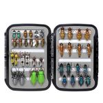 Trout Fly Fishing Flies Collection 38 Premium Flies Dry Wet Nymph Streamers Fly Assortment with Fly Box Flyfishing Flys Lures Kits (Super Realistic Fly Selection 38 Pcs)