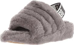 UGG Women's Fluff Yeah Slide Slipper, Charcoal, 9 UK