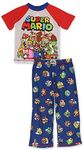 Super Mario Brothers Boys 2 Piece T-Shirt and Pants Pajamas Set (Medium / 8, Short Sleeve Red)