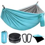 Overmont Double Layer Hammock, TÜV-Certified Camping Hammocks, 400 kg Load Capacity, 270 x 140 cm, Made of Nylon, Breathable, for Outdoor Travel, Garden