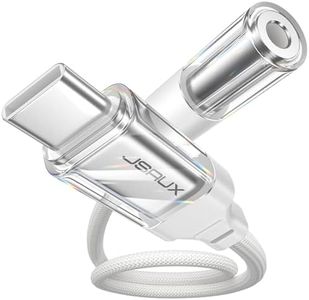 JSAUX USB Type C to 3.5mm Female Headphone Jack Adapter, USB C to Aux Audio Dongle Cable Cord Compatible with iPhone 15 Pro Max/15 Pro/15Plus/15, Samsung Galaxy S24/S23/S22/S21 Ultra, iPad Pro White