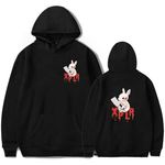 Trconk XPLR Sam and Colby Merch Rabbit Hoodie Casual Pullover Sweatshirt Loose Fashion Long Sleeve Hoodies Tops Unisex Clothes-Black||M