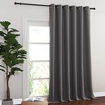 NICETOWN Sliding Glass Door Curtain Drape, Grommet Thermal Insulated Blackout Patio Door Curtain Panel for Bedroom/Pergola (Gray, 1 Panel, W80 x L108)