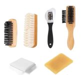 YUET Shoe Brush Set 6 PCS Suede Brush Nubuck Brush, Suede Shoe Cleaning Brush, with Brass Bristles Shoe Brush Set, Multifunctional Nubuck Suede Cleaner Kit with Clean Cloth & Sponge Eraser