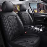 Qihtldsy Car Seat Covers Full Set, Breathable Leather Automotive Front&Rear Seat Covers for Jeep Wrangler 2010 Vehicles, Universal Non-Slip and Waterproof Car Seat Protector (Black)