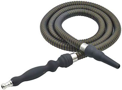 Rubber Handle Hookah Hose with Metal Tip Leather Wrapped Hookah Hose Washable Durable 72" Long Shisha Hose(Black)