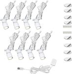 Mini Spotlights, 8x1W LED Spot Lights for Display Case, USB Power LED Floor Lights with Dimmer - White 6000K (Set of 8)