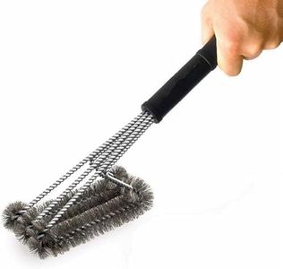 Brosse de Nettoyage Triangle en métal pour Grille de Barbecue 45,7 cm, Poils Robustes à Trois Branches en Acier Inoxydable pour Un Nettoyage Plus Facile et Efficace, Acier Inoxydable, 3-Branch