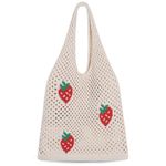 Etercycle Crochet Tote Bag, Mesh Beach Bag for Women Girls Knit Summer Hobo Bag Vacation Boho Tote Bag (Strawberry)