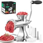 Huanyu Meat Grinder & Sausage Stuffer Stainless Steel Manual Meat Grinder Sausage Filler Filling Machine for Pork, Beef, Fish, Chicken Rack, Pepper, Mushrooms, Long Beans, ect. (With Two Enema Mouths)