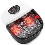 RIGHTMELL Foot Bath Spa with Heat, Pedicure Massager Foot Soaking Tub-Bubbles Pumice Stone Digital Temperature Control Red Light with Ergonomic Massage Rollers