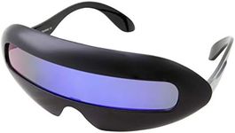 grinderPUNCH Futuristic Cyclops Sunglasses | Funny Robotic Costume Glasses Mirrored Mono Lens (Black, Purple Mirror)