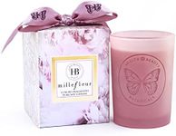 HB Botanicals Candle Millefleur Limited Edition/Luxury Scented Soy Candles/Hand Poured, Highly Scented & Clean Burn/7.5 Oz Frosted Pink Jar/Gold Embossed Gift Box/Color Printed Inner Box/Satin Bow.