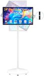 Anweller 24" Portable TV Tablet, Touchscreen Portable Monitor with Stand on Wheels, 24-inch Wireless Touch Screen Smart Mobile Movable Rolling TV, 8000mAh Battery Operated, 8GB RAM + 128GB ROM